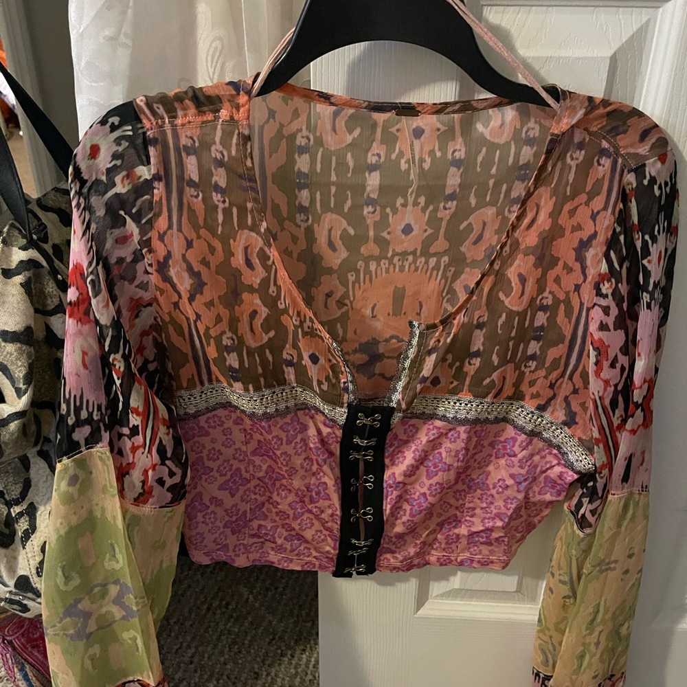 Free People Multicolor Sheer Blouse